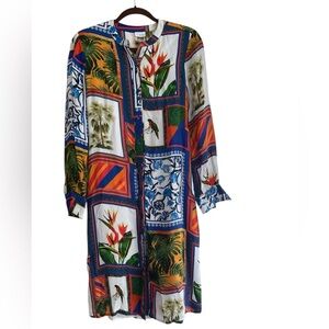 Bellucci Abstract-Print Tie-Front Shirt Dress by Ecru